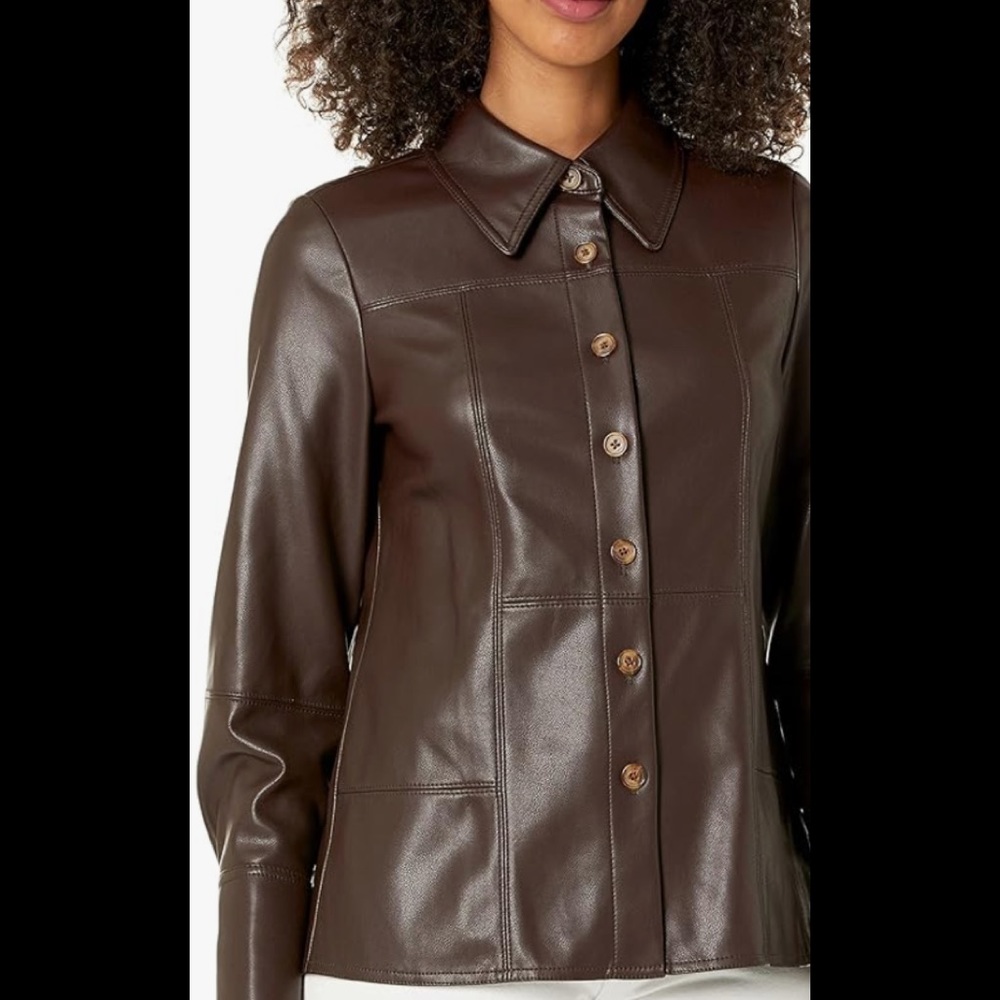 Rebecca Taylor Faux Leather Shirt